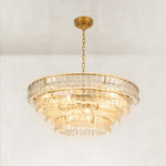Clear glass chandelier detail.