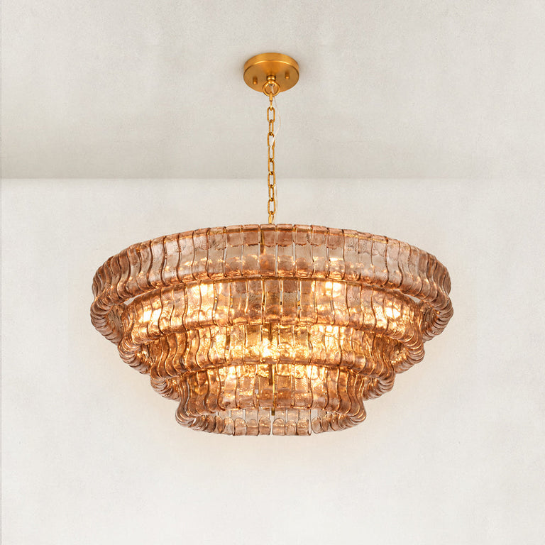 Amber glass chandelier detail.