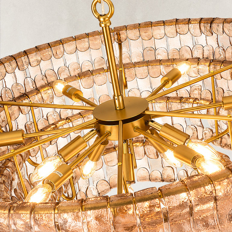 Amber glass chandelier detail.