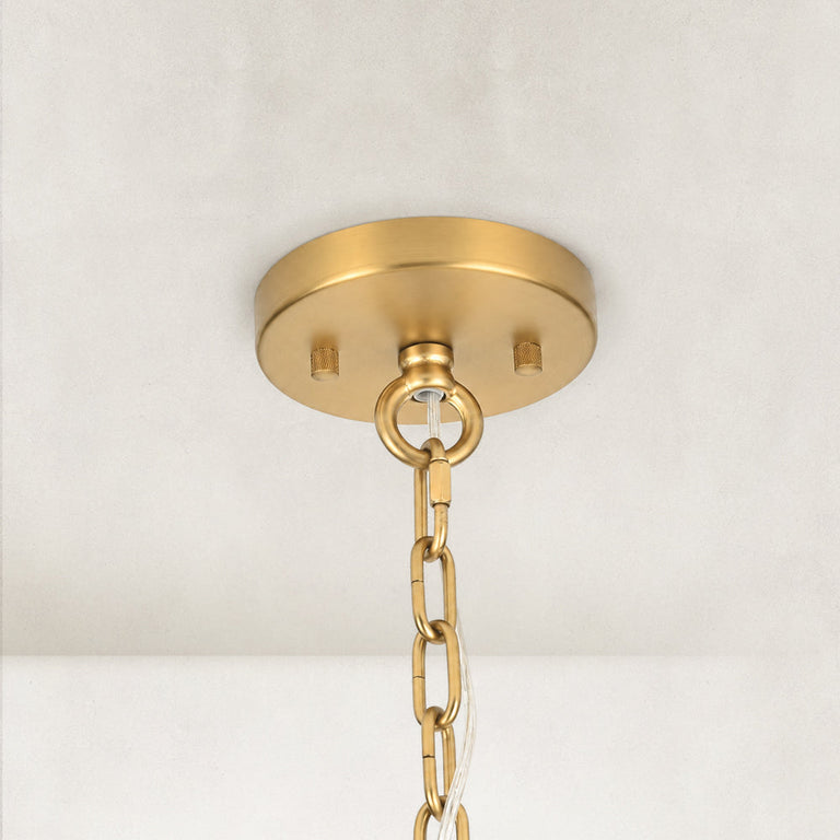 Clear glass chandelier detail.