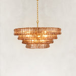 Sculpted Glass Drum Chandelier in Smoke Glass - alternate angle