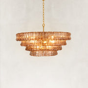 Sculpted Glass Drum Chandelier in Smoke Glass - alternate angle