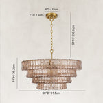 Sculpted Glass Drum Chandelier in Smoke Glass - dimension diagram