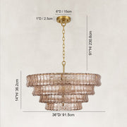 Sculpted Glass Drum Chandelier in Smoke Glass - dimension diagram