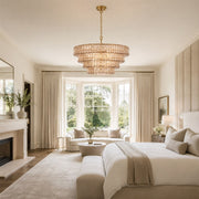 Sculpted Glass Drum Chandelier in Smoke Glass - interior setting