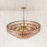 Sculpted Glass Drum Chandelier in Smoke Glass - material detail