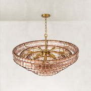 Sculpted Glass Drum Chandelier in Smoke Glass - material detail