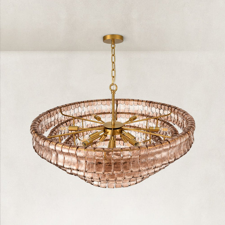 Sculpted Glass Drum Chandelier in Smoke Glass - material detail