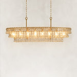 Sculpted Glass Linear Island Chandelier in Clear Glass - alternate angle