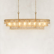 Sculpted Glass Linear Island Chandelier in Clear Glass - alternate angle