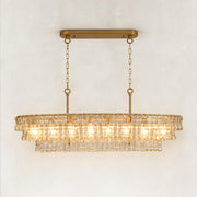 Sculpted Glass Linear Island Chandelier in Clear Glass - complete fixture