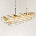 Sculpted Glass Linear Island Chandelier in Clear Glass - material detail