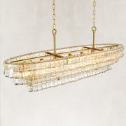 Sculpted Glass Linear Island Chandelier in Clear Glass - material detail