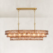 Sculpted Glass Linear Island Chandelier in Smoke Glass - complete fixture