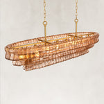 Sculpted Glass Linear Island Chandelier in Smoke Glass - material detail