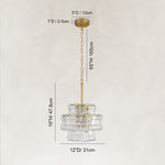 Sculpted Glass Mini Pendant in Clear Glass - dimension diagram