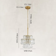 Sculpted Glass Mini Pendant in Clear Glass - dimension diagram