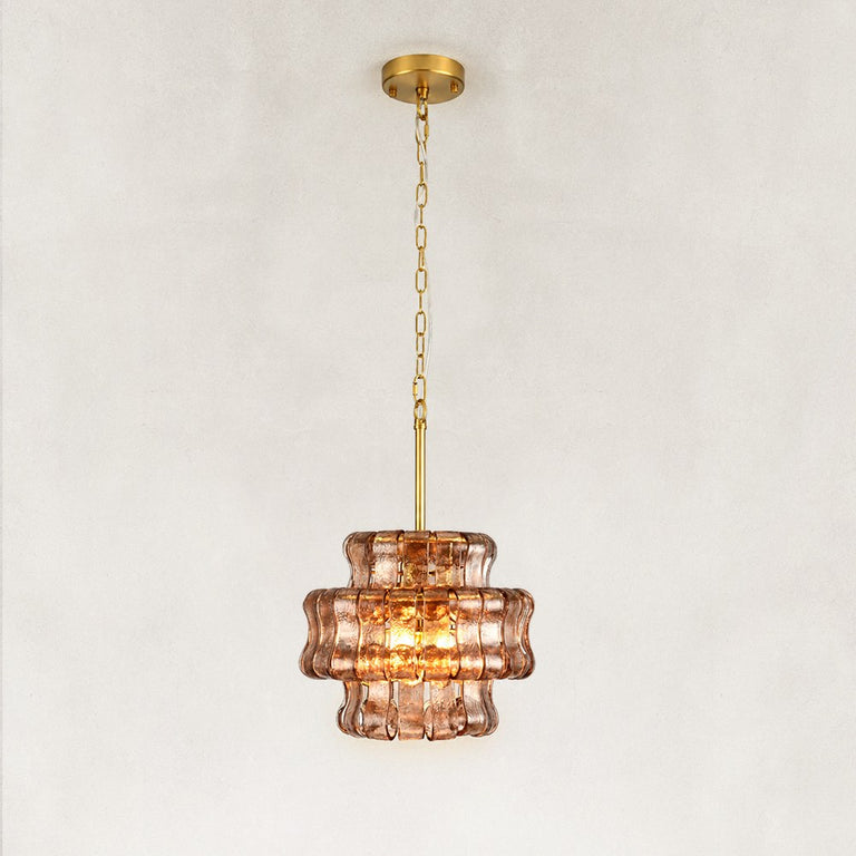 Sculpted Glass Mini Pendant in Smoke Glass - complete fixture