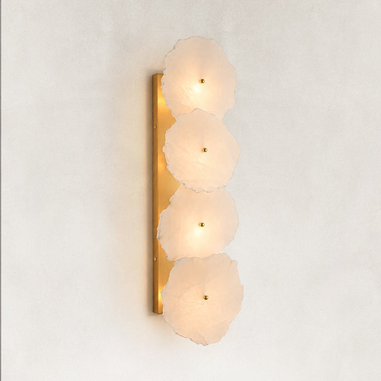 Sculpted Marble Petal Wall Sconce in Four-Light - complete fixture