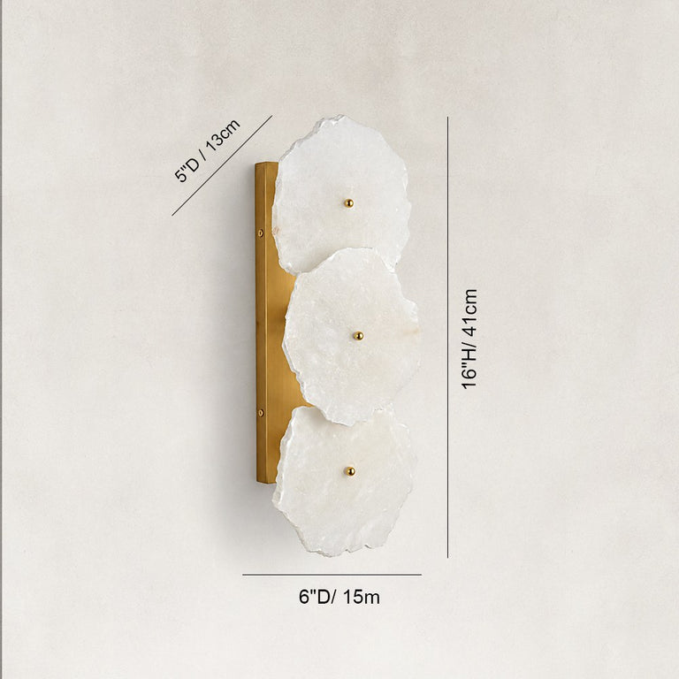 Sculpted Marble Petal Wall Sconce in Three-Light - alternate angle