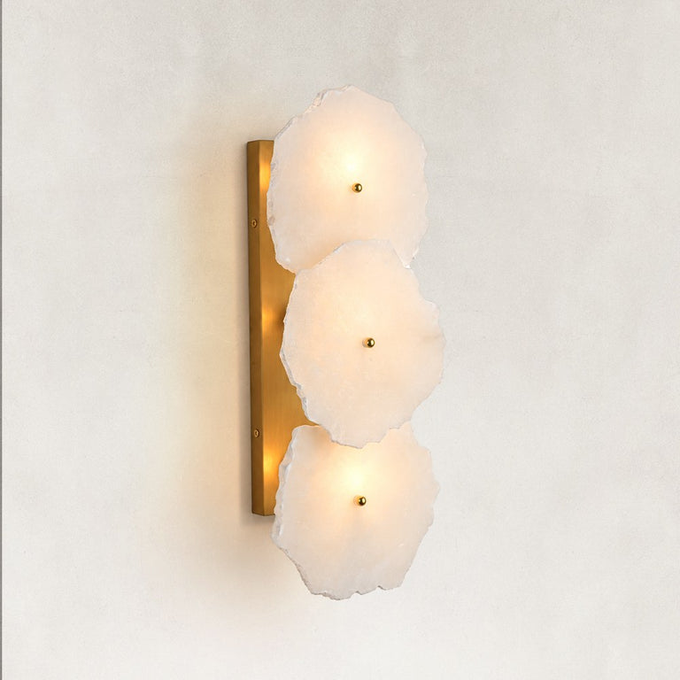 Sculpted Marble Petal Wall Sconce in Three-Light - complete fixture
