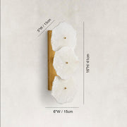Sculpted Marble Petal Wall Sconce in Three-Light - dimension diagram