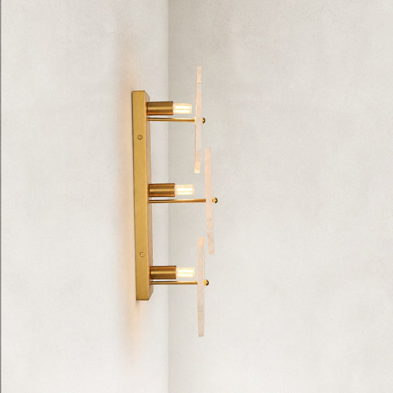 Sculpted Marble Petal Wall Sconce in Three-Light - material detail