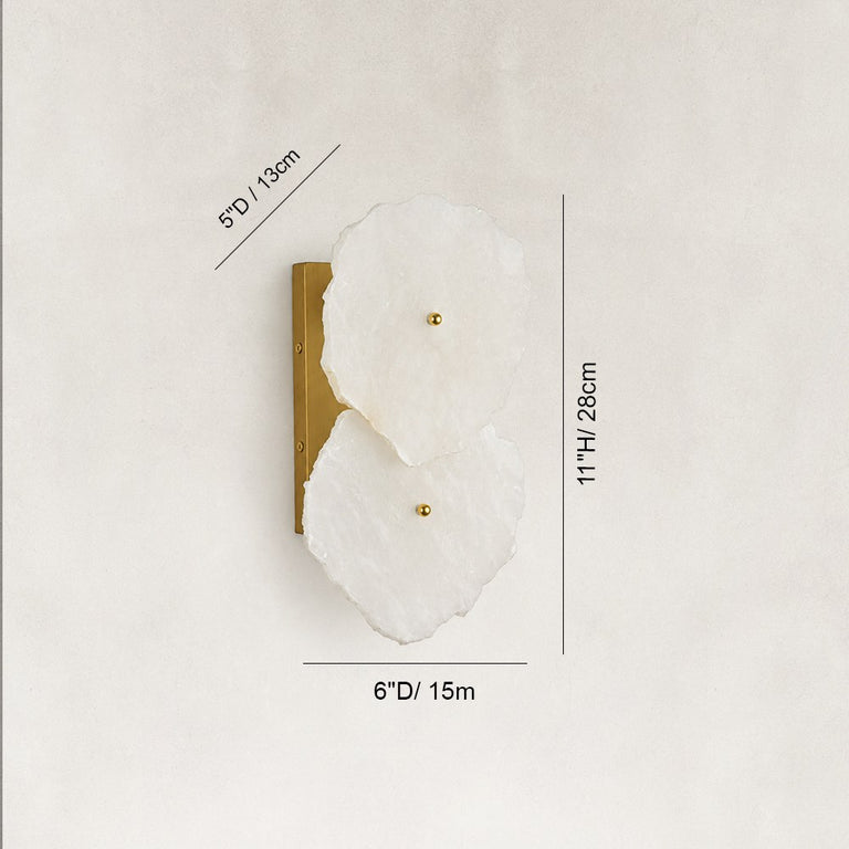 Sculpted Marble Petal Wall Sconce in Two-Light - alternate angle