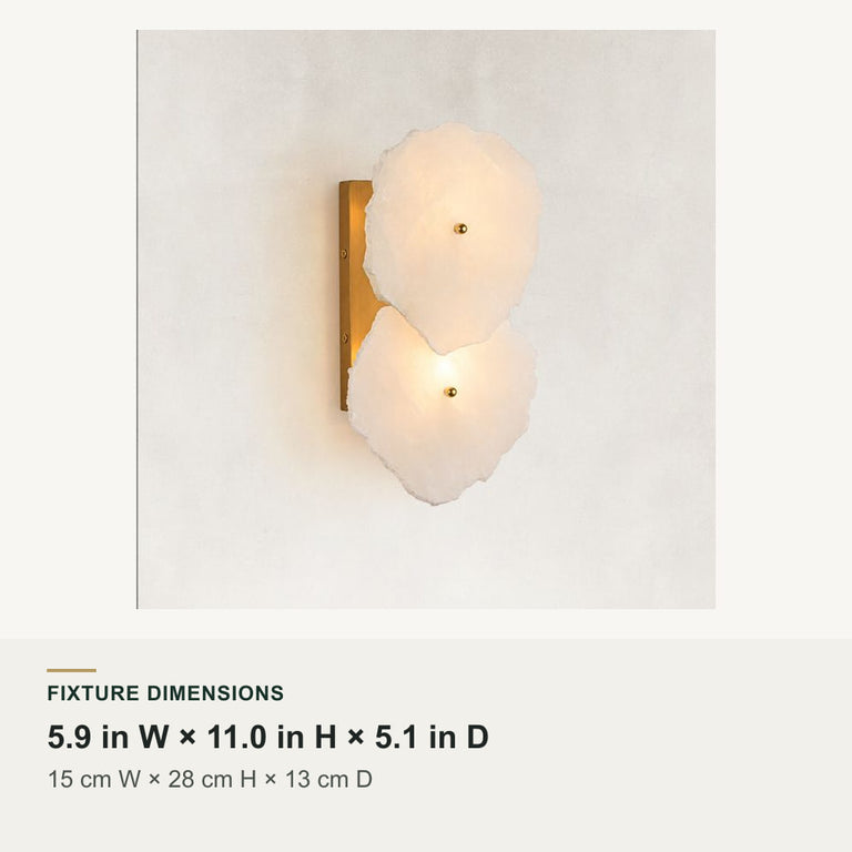 Sculpted marble petal wall sconce two-light dimensions