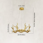 Sculptural Antler Globe Ring Chandelier - dimension diagram
