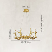 Sculptural Antler Globe Ring Chandelier - dimension diagram