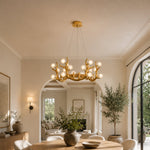 Sculptural Antler Globe Ring Chandelier - dining room installation, alternate portrait