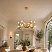 Sculptural Antler Globe Ring Chandelier - dining room installation, alternate portrait