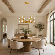 Sculptural Antler Globe Ring Chandelier - dining room installation, alternate view