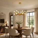Sculptural Antler Globe Ring Chandelier - dining room installation, wide view
