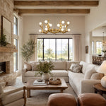 Sculptural Antler Globe Ring Chandelier - living room installation, alternate view