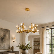 Sculptural Antler Globe Ring Chandelier - living room installation, portrait