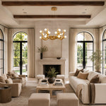 Sculptural Antler Globe Ring Chandelier - living room installation