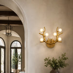Sculptural Antler Globe Wall Sconce - bedroom installation, portrait