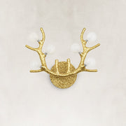 Sculptural Antler Globe Wall Sconce - complete fixture, unlit