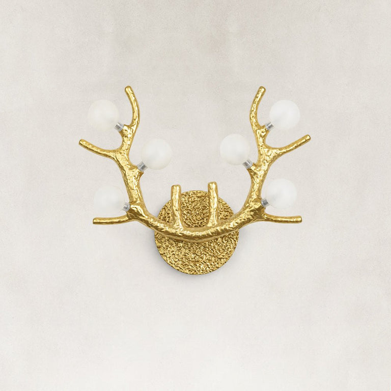 Sculptural Antler Globe Wall Sconce - complete fixture, unlit