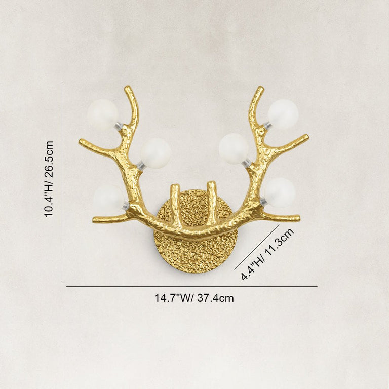 Sculptural Antler Globe Wall Sconce - dimension diagram