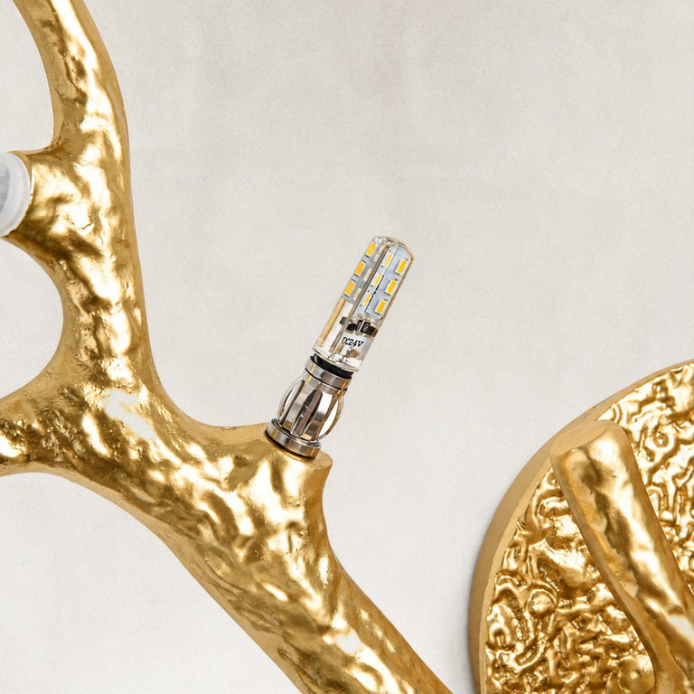 Sculptural Antler Globe Wall Sconce - lamp holder detail
