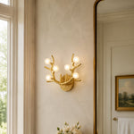 Sculptural Antler Globe Wall Sconce - living room installation, portrait