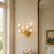 Sculptural Antler Globe Wall Sconce - living room installation, portrait