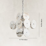 Dimension diagram for Sculptural Marble Disc Chandelier 16.1"