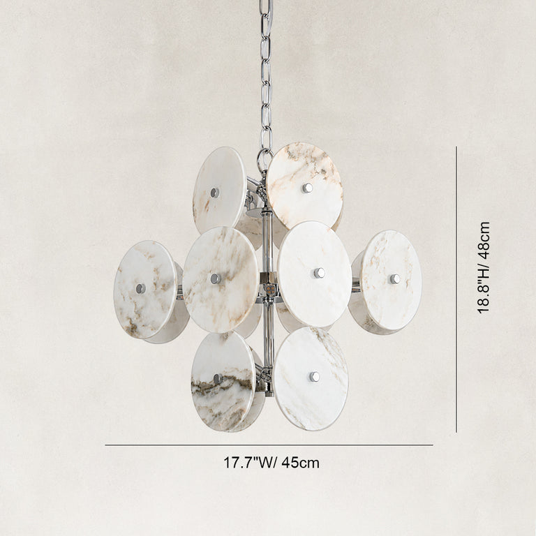 Dimension diagram for Sculptural Marble Disc Chandelier 16.1"