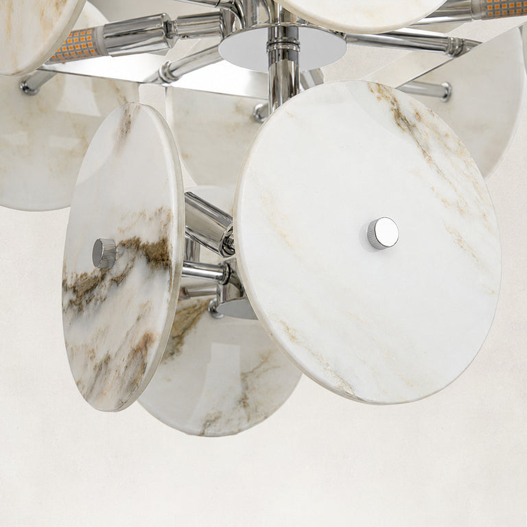 Product detail of Sculptural Marble Disc Chandelier 16.1" against a neutral background
