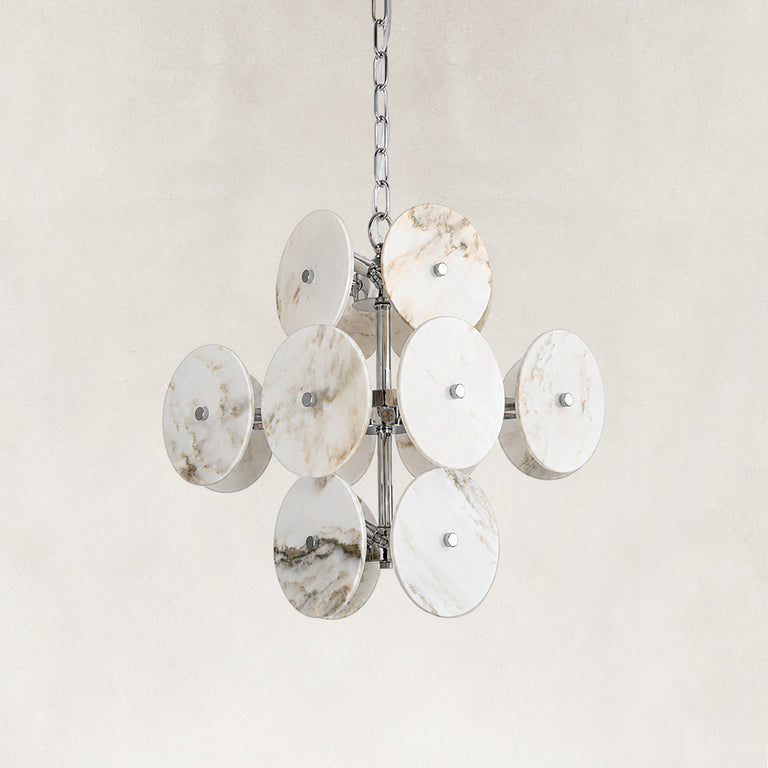 Product detail of Sculptural Marble Disc Chandelier 16.1" against a neutral background