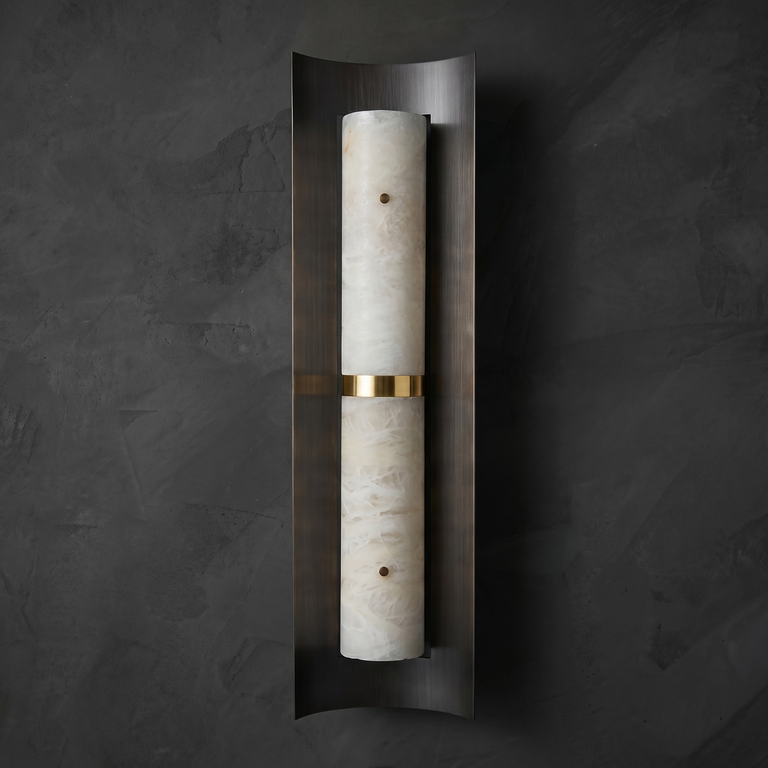 Arden Cylinder Black Wall Sconce by Dalmivik, complete fixture view